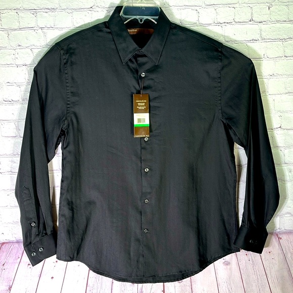 PERRY ELLIS Men's Black Dress Shirt NEW WITH TAGS. Size: Large - Picture 1 of 10